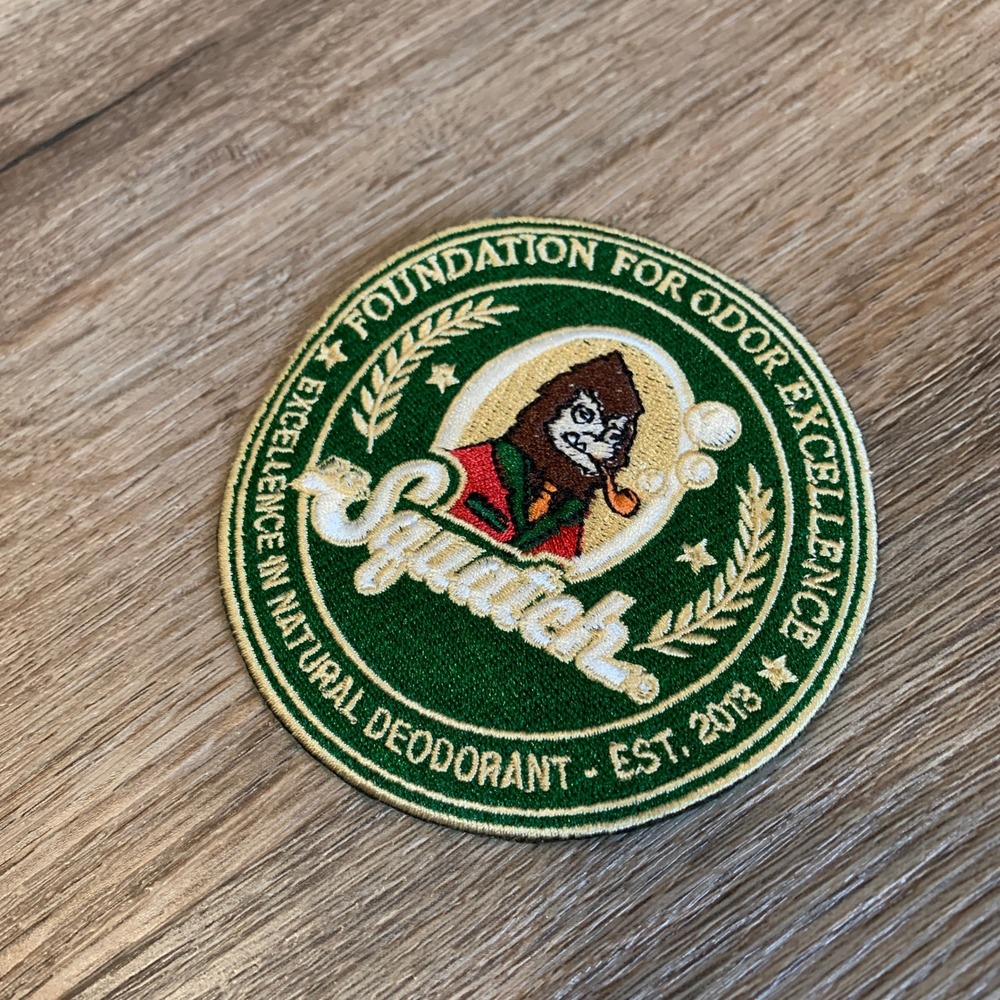 Dr. Squatch Foundation for Odor Excellence Embroidered Patch Green Gold 3 Inch